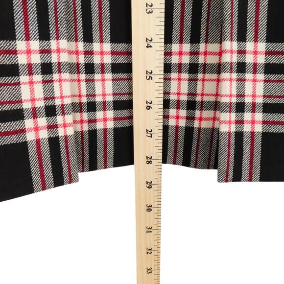 VTG Celine Plaid Wool Skirt 42 4 6 Black Red White OG Handwritten Tag Academia - Picture 9 of 10